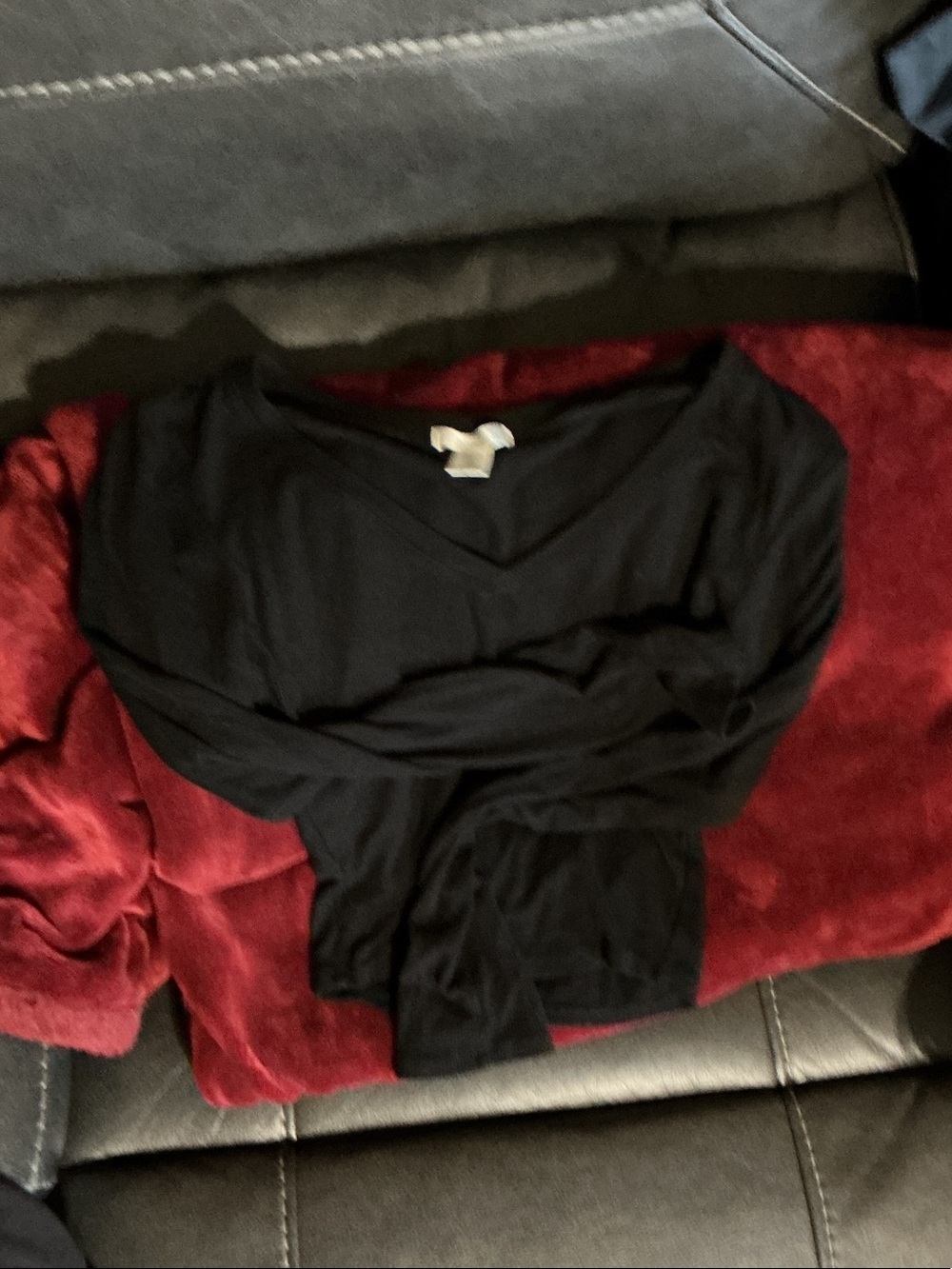 Bozzolo Black V-Neck Long Sleeve Top
